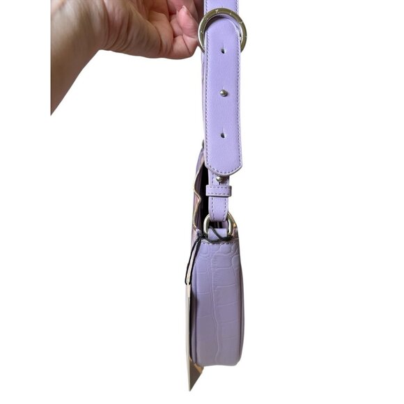 Parisa Wang New York Calf Leather Croc Lavender Charmed Baguette Handbag NWT - Picture 4 of 7